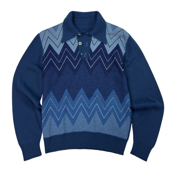 Vintage 90s Italy Knit Polo Sweater‎ Mens Size S Multicolor Striped Long Sleeve